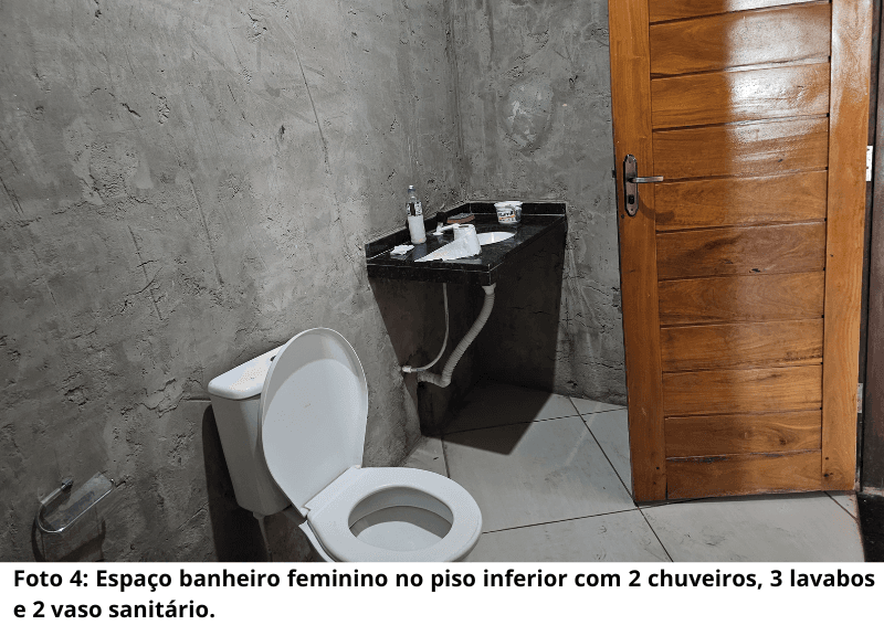 Women's bathroom space on the lower floor