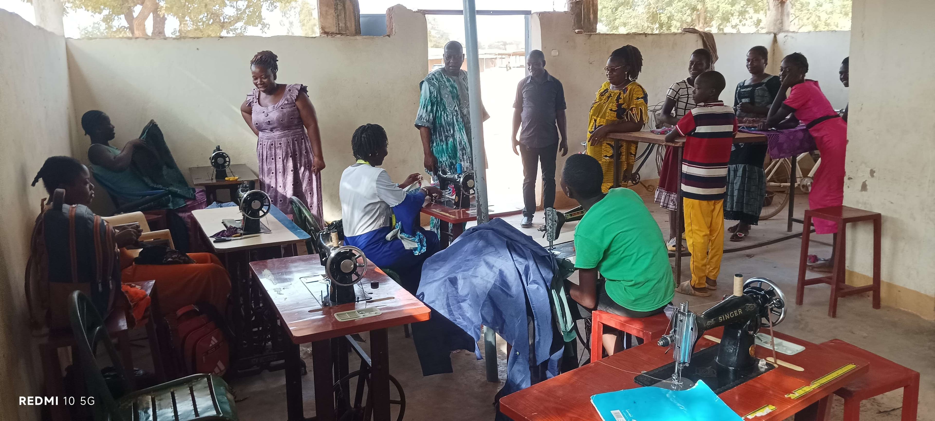 The church's sewing workshop under a shed.
