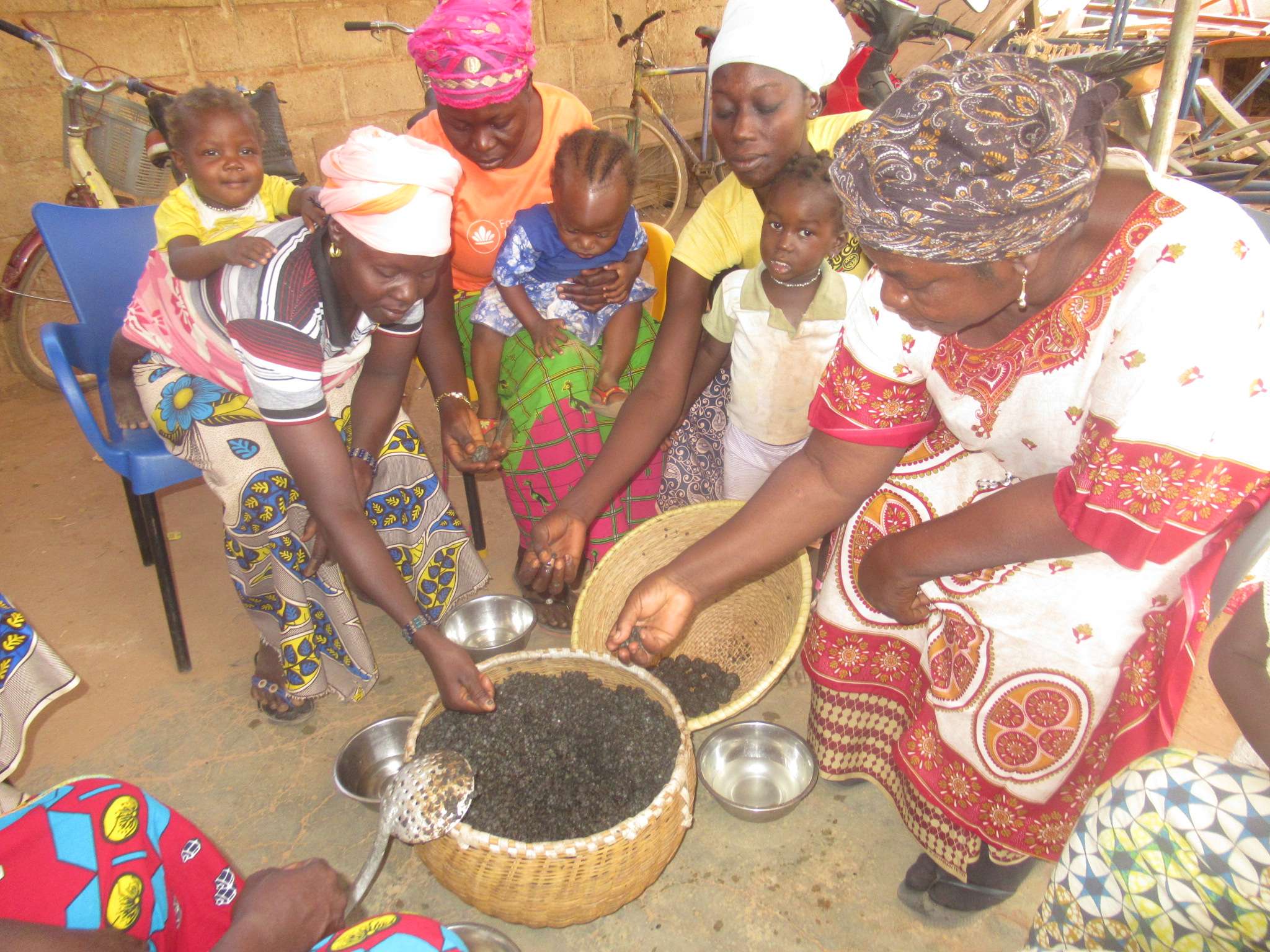 Molding the Fermented African locust bean into a ball