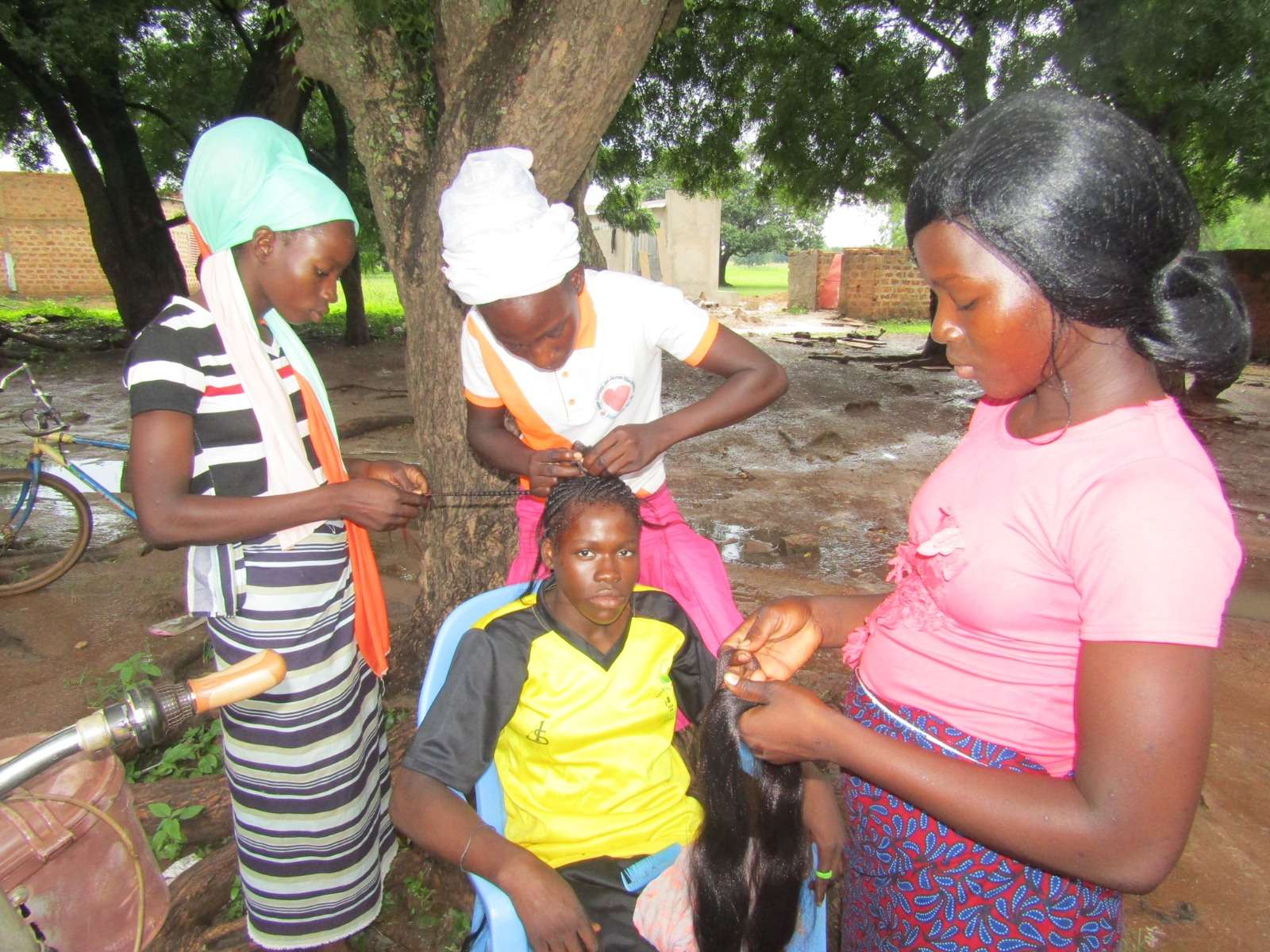 Beneficiaries learning hairdressing