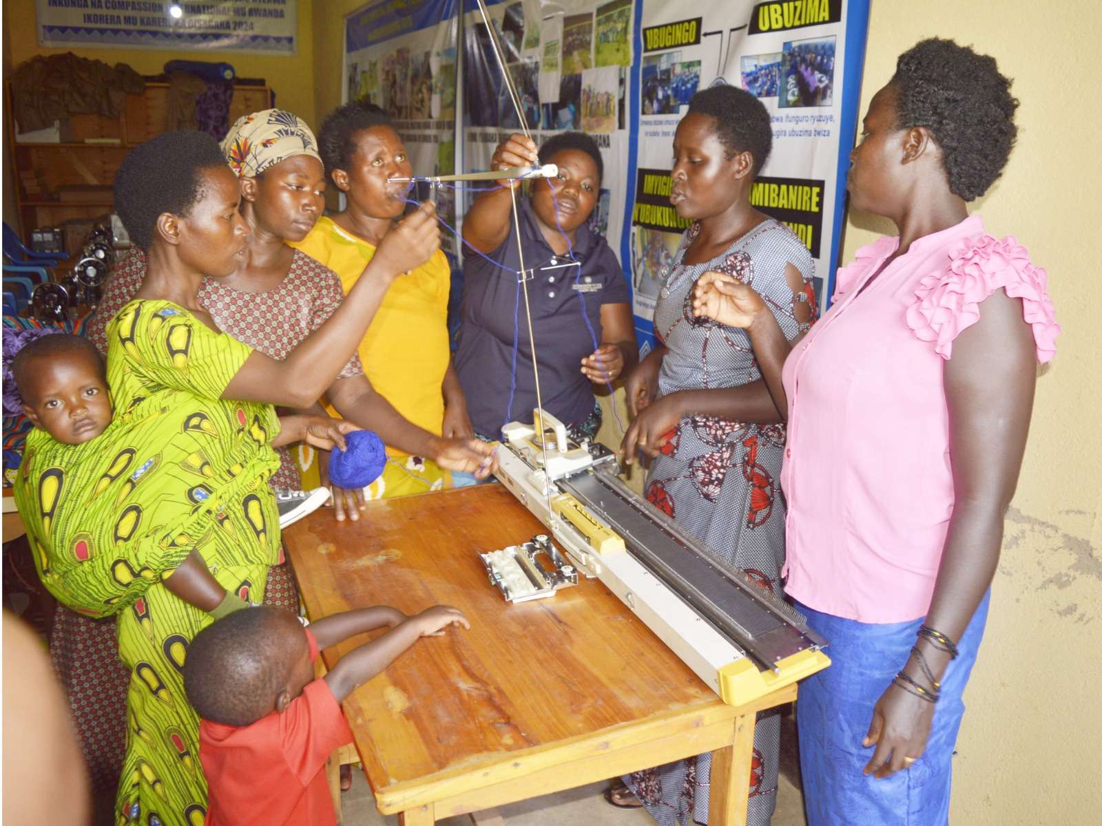 This photo shows the weavers who were weaving