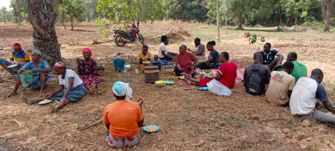 Garden workers on break