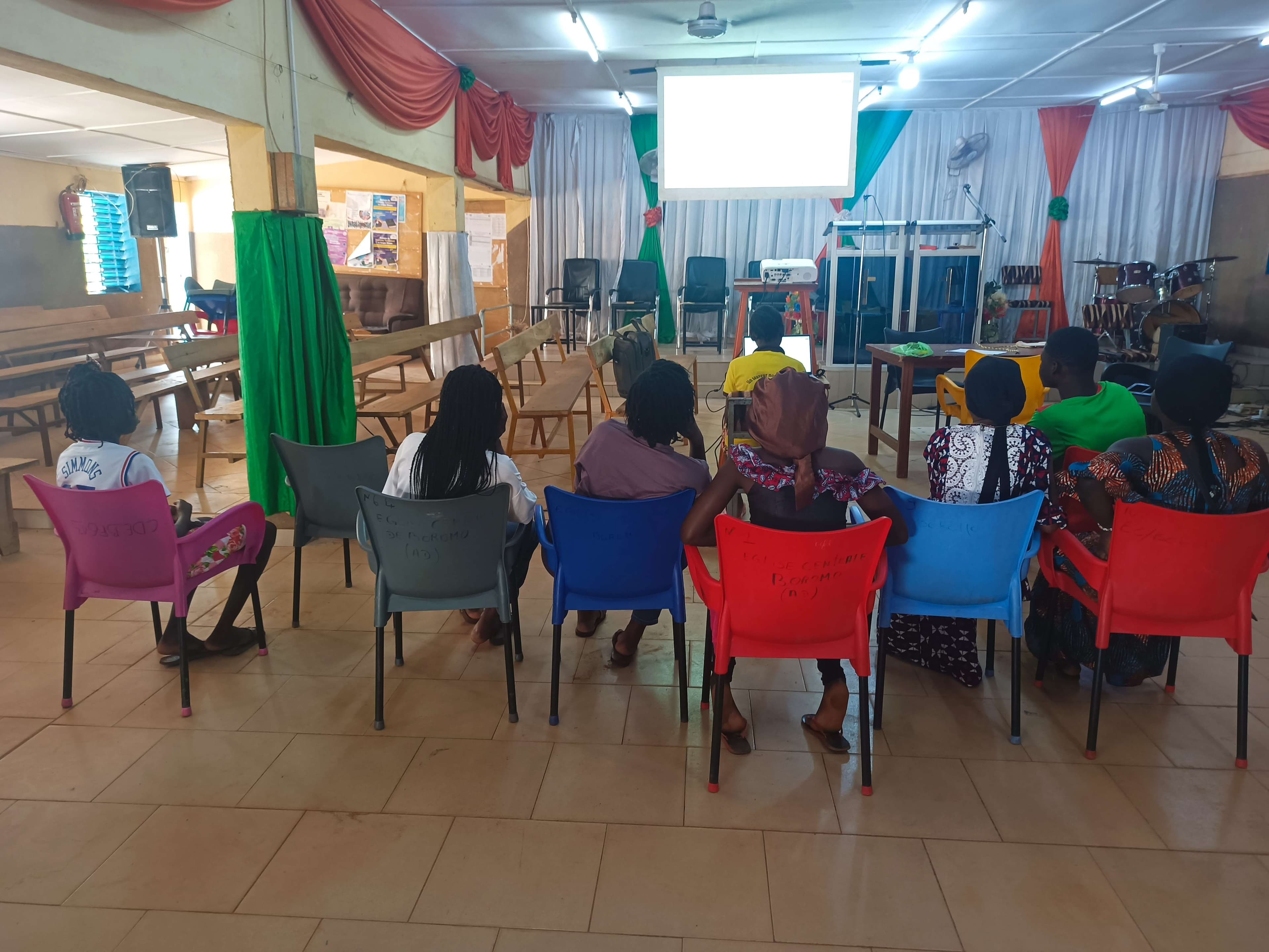 Young people receiving training at the Church